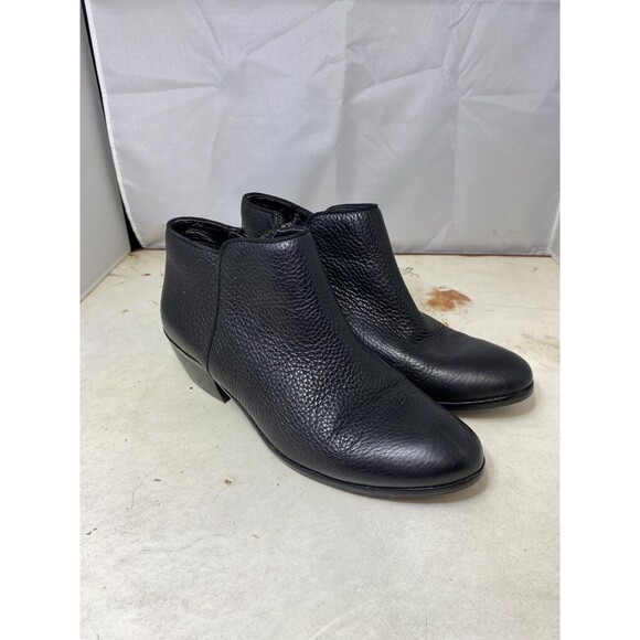 Sam Edelman Petty Leather Zippered Low Heel Ankle Bootie Black Size 6 - Picture 1 of 9